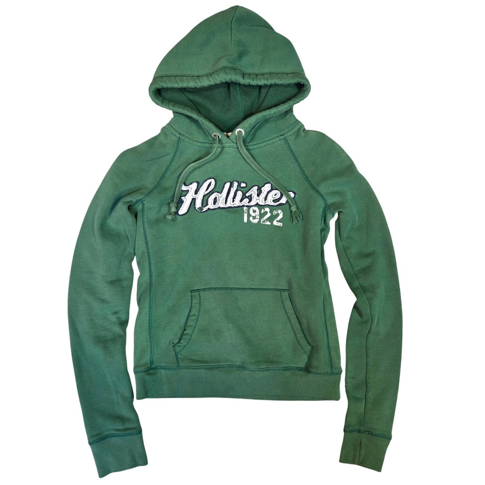 Hollister Green Pullover Hoodie Logo Sweatshirt Small Y2k 2000s Preppy Bratz